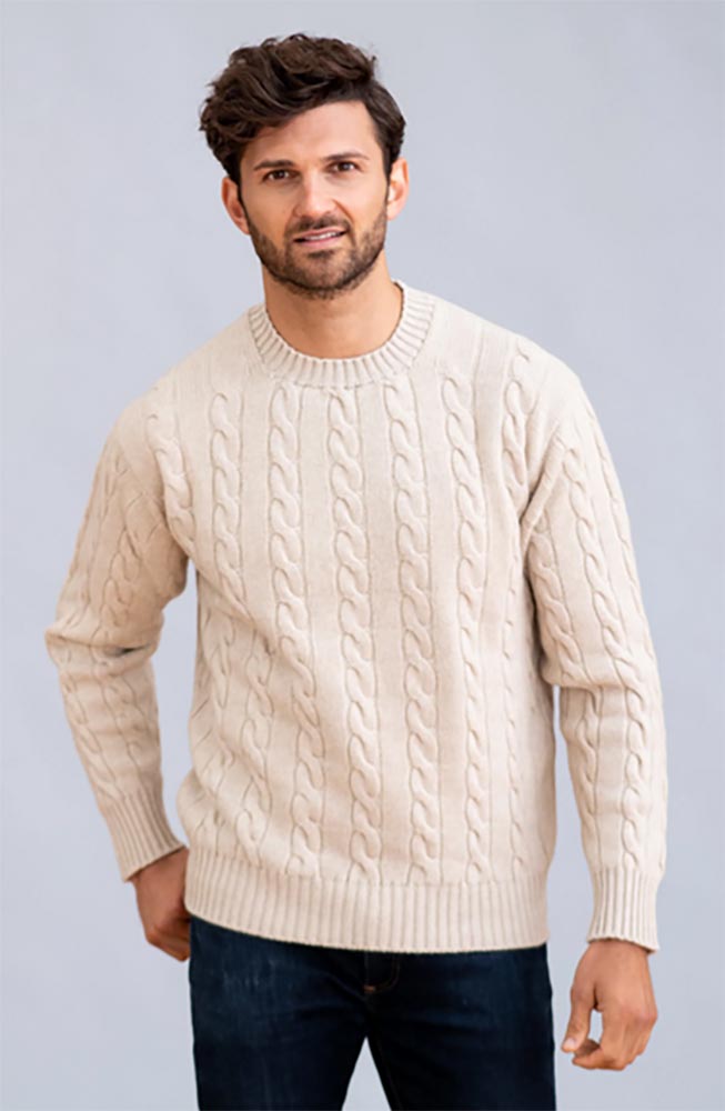 William Lockie - Chirnside 4ply cable crew neck pullover